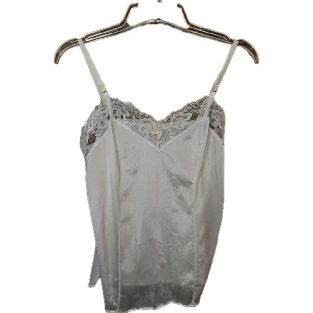 Vintage Satin Like & Lace Camisole Womens Medium Ivory
